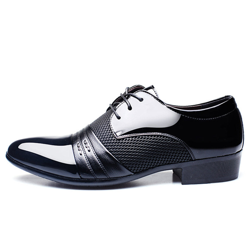 Black and brown men's breathable low top formal office shoes by The Clothing Company Sydney, featuring a sleek flat design.