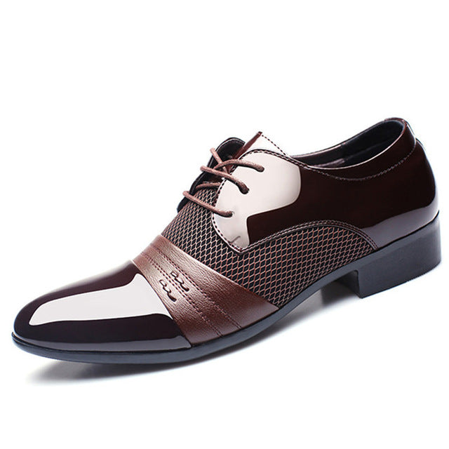 Black and brown breathable low-top men's formal shoes by The Clothing Company Sydney, suitable for office and professional wear.