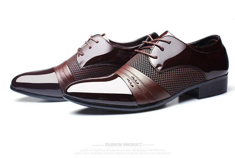 Black and brown men's breathable low-top formal shoes by The Clothing Company Sydney, designed for office and business wear.
