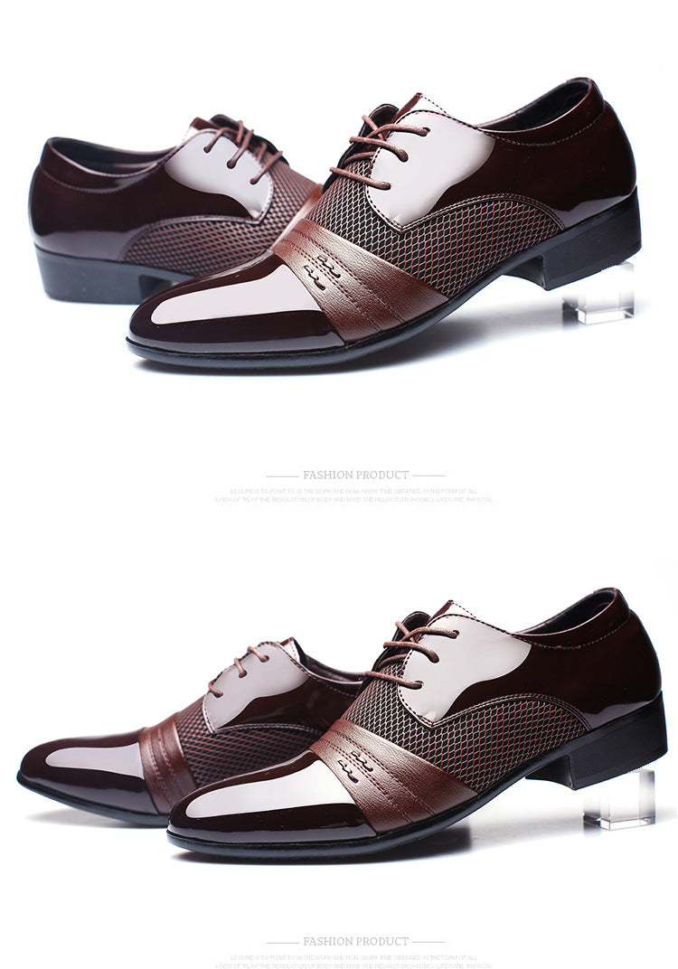 Black and brown men's formal shoes by The Clothing Company Sydney, low-top leather shoes with breathable design for office wear.
