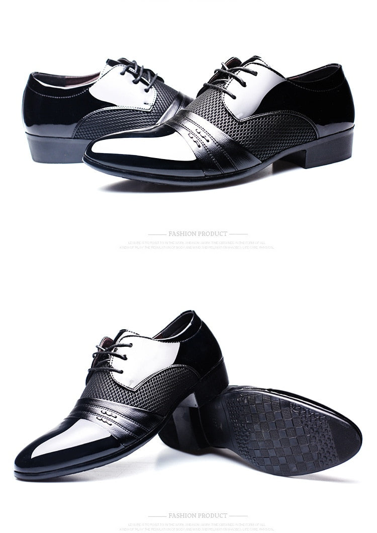 Black and brown men's formal shoes by The Clothing Company Sydney featuring a breathable low-top design for office wear.