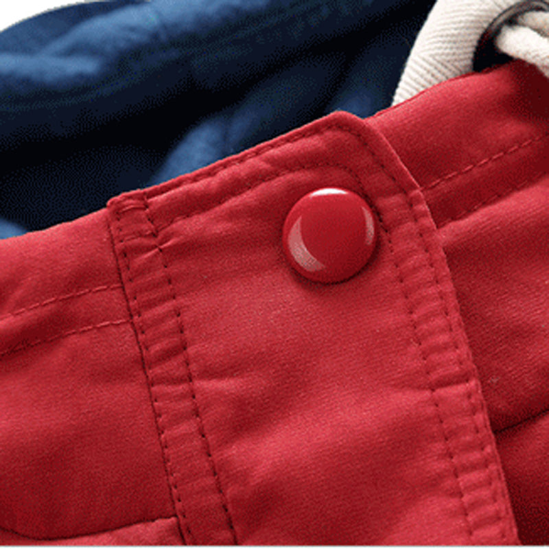 Boys' casual warm hooded puffer jacket by The Clothing Company Sydney, shown in a front view with quilted design and cozy hood