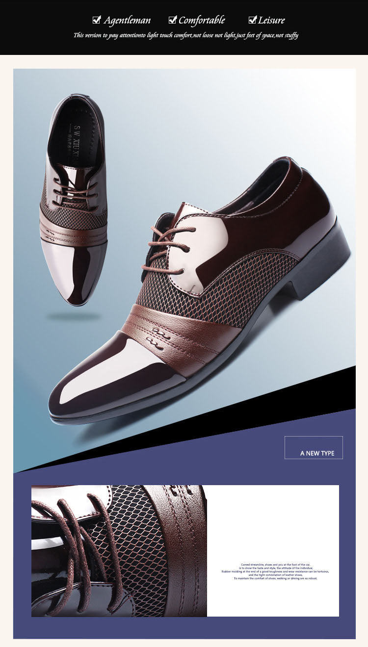 Black and brown men's formal shoes with a breathable low-top design, suitable for office and business attire.