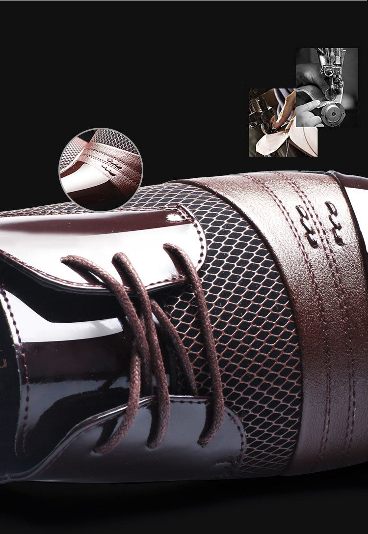 Black and brown breathable low top men's formal shoes by The Clothing Company Sydney, perfect for office and business attire.