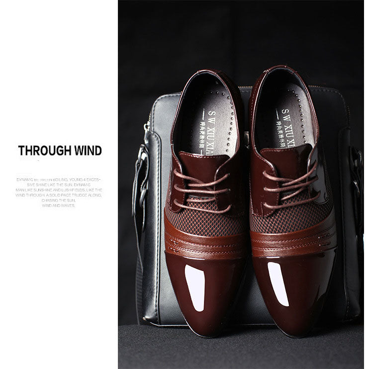 Black and brown men's formal shoes by The Clothing Company Sydney, low-top breathable leather office shoes.