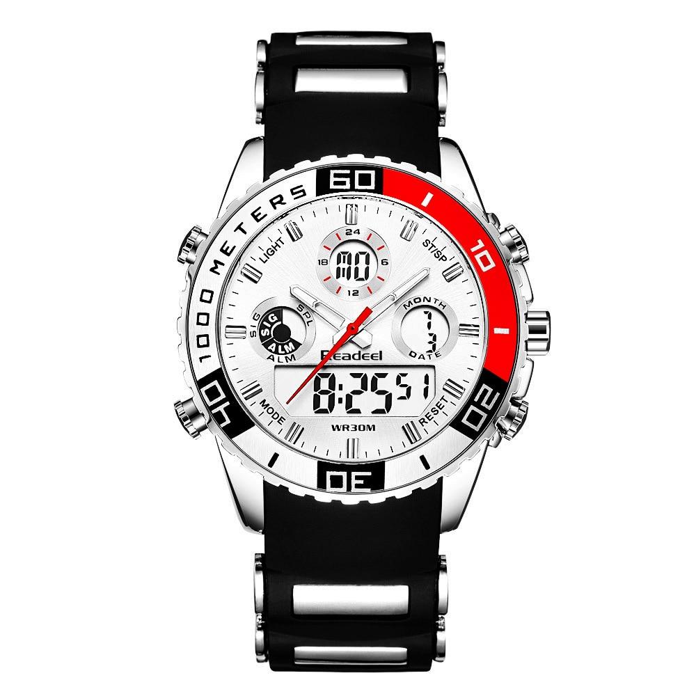 Luxury rubber LED digital men's quartz watch with military-inspired design and digital display, by The Clothing Company Sydney.