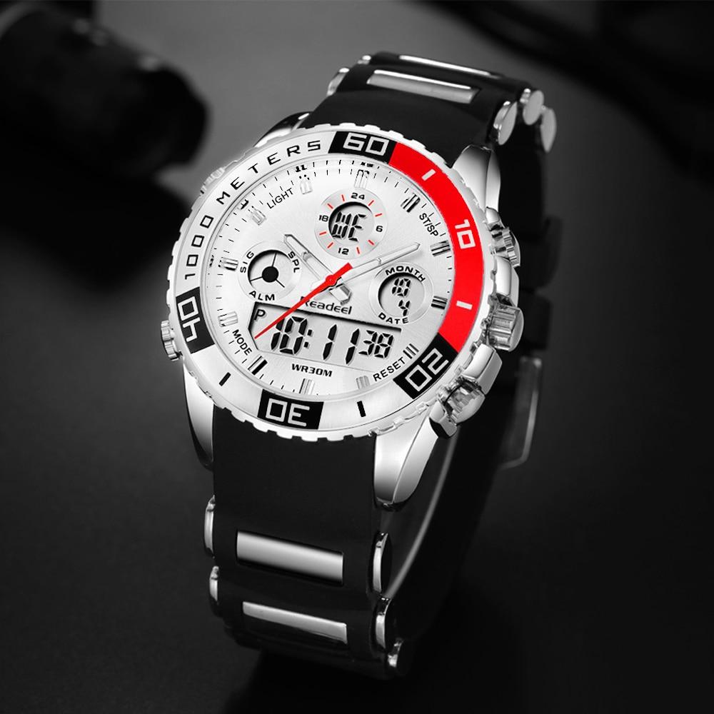 Luxury rubber LED digital men's quartz watch with military-inspired design, durable strap, and sporty style from The Clothing Company Sydney.