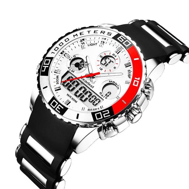 Luxury rubber LED digital men's wrist watch with military style by The Clothing Company Sydney, showcasing a sporty military design.