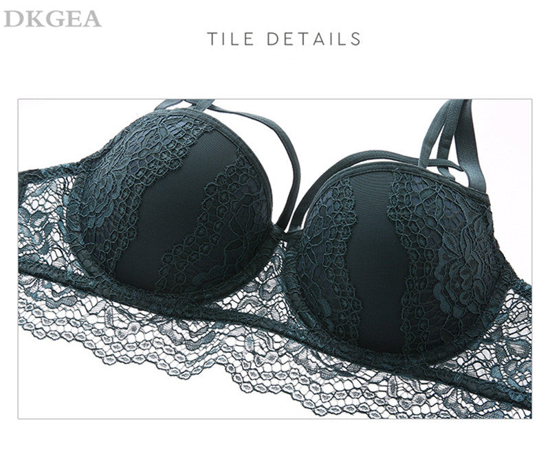 2-piece push-up lingerie set with lace deep V bra and matching panties, 3/4 cup push-up bra from The Clothing Company Sydney