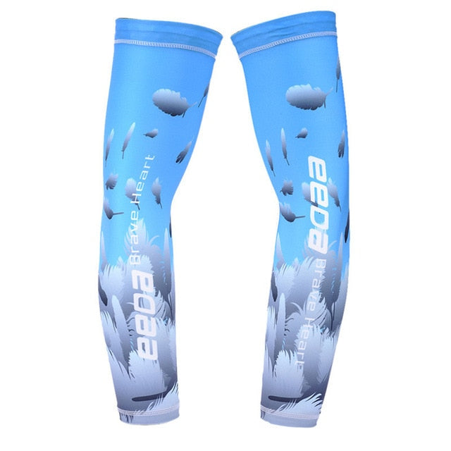 Black cycling and sports arm sleeves with UV sun protection, designed for running, volleyball, basketball, and football activities.