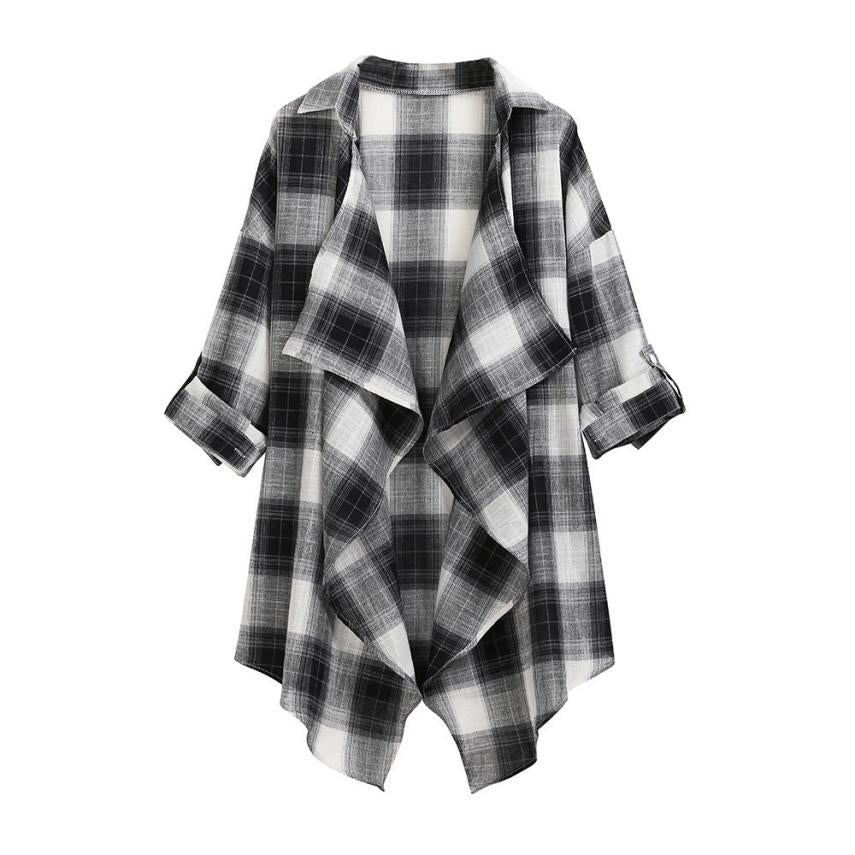 Autumn Irregular Lattice Print Ladies Outerwear Cardigan Jacket The Clothing Company Sydney