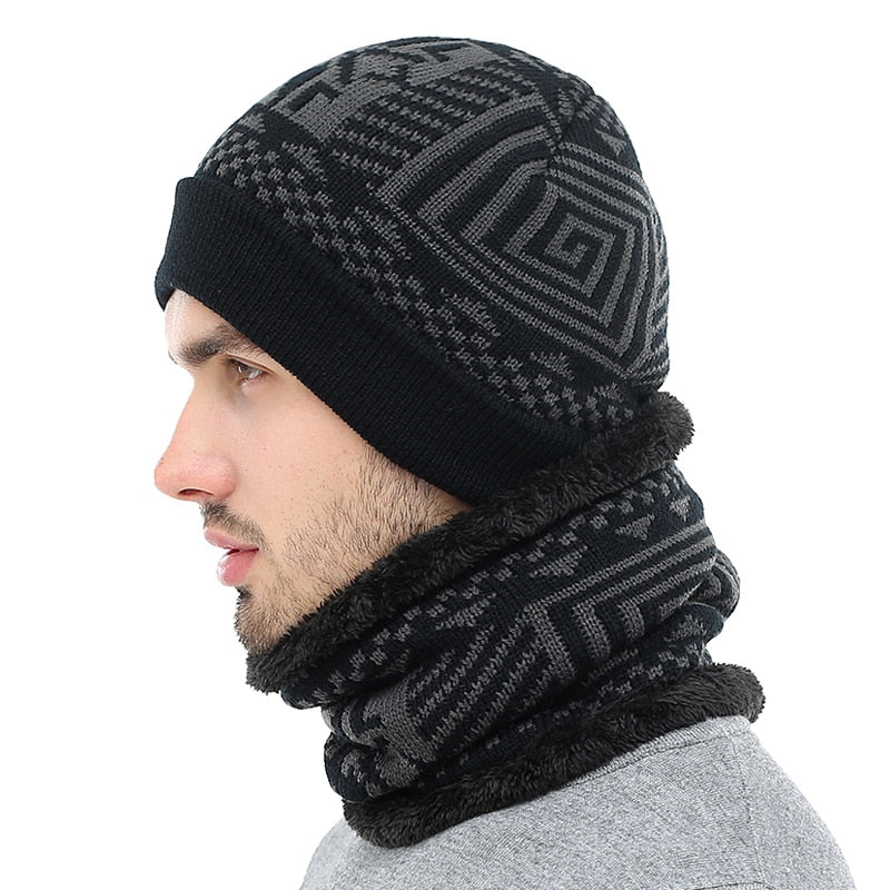 Two-piece winter knitted beanie and scarf set from The Clothing Company Sydney, showing cozy, warm accessories for cold weather.