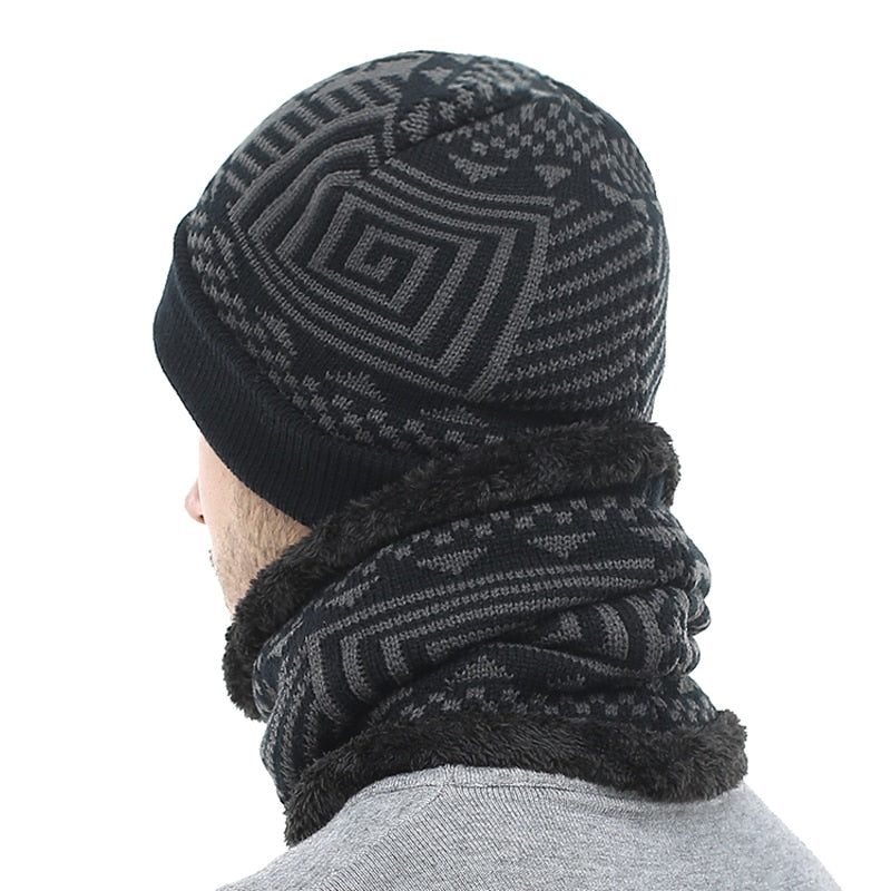 Two-piece winter knitted beanie and scarf set from The Clothing Company Sydney, featuring cozy, warm accessories in neutral tones.