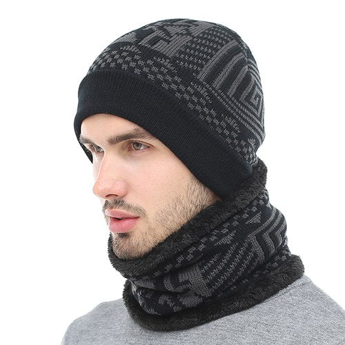 Two-piece winter knitted beanie and scarf set from The Clothing Company Sydney, cozy accessories in neutral colors.