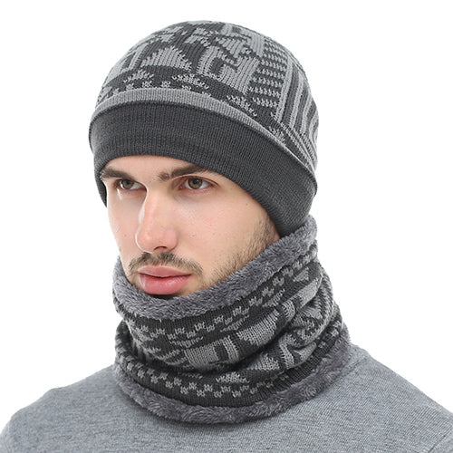 Two-piece winter knitted beanie and scarf set from The Clothing Company Sydney, featuring cozy, warm accessories in neutral tones.