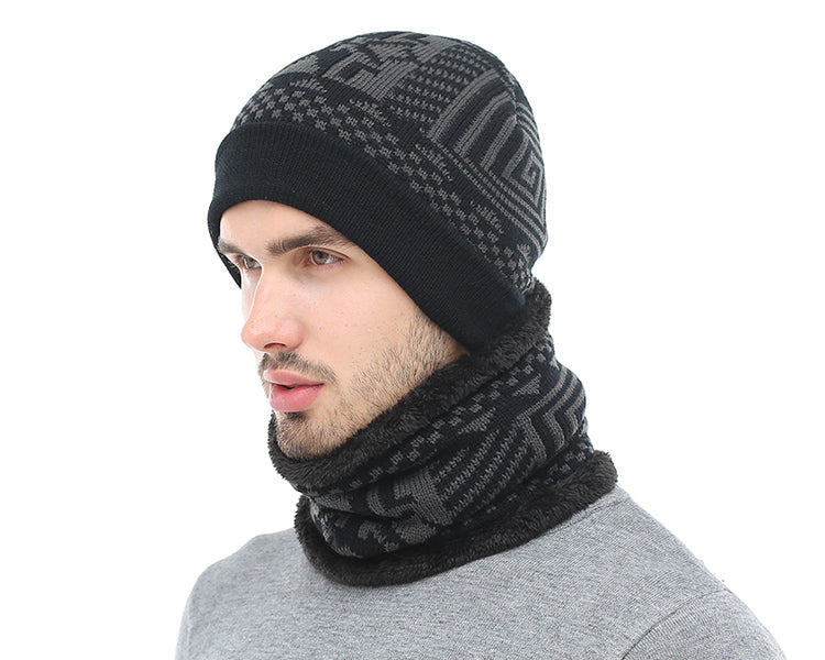 Two-piece winter knitted beanie and scarf set from The Clothing Company Sydney, featuring cozy, textured knit accessories.