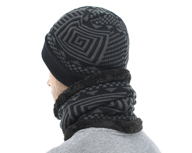 Two-piece winter knitted beanie and scarf set from The Clothing Company Sydney, featuring warm, cozy accessories in neutral colors.
