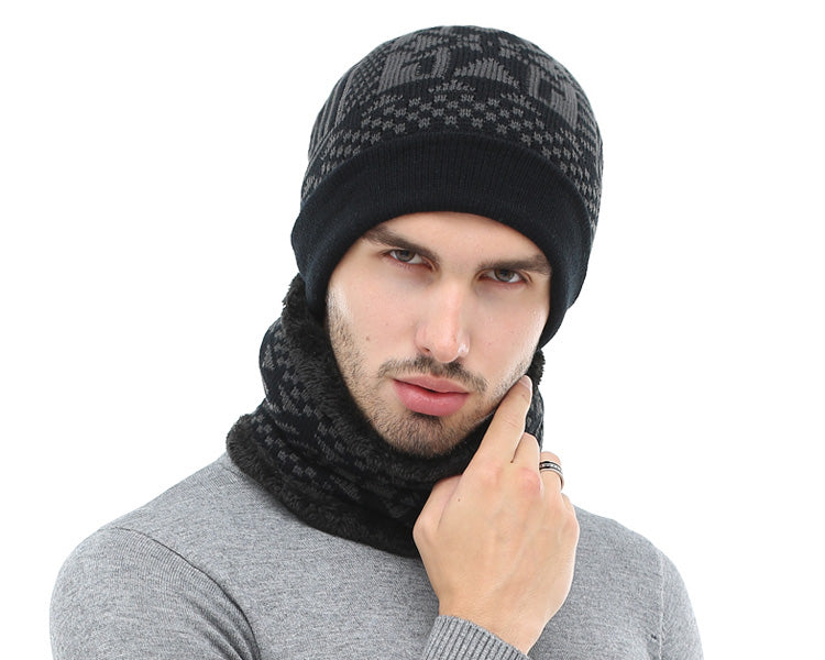Two-piece winter knitted beanie and scarf set by The Clothing Company Sydney, featuring warm, cozy accessories in neutral tones.