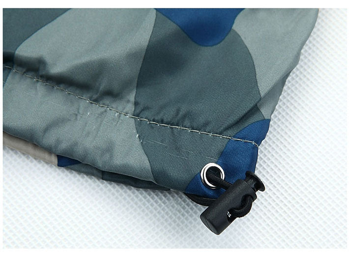 Camouflage men's hooded windcheater jacket from The Clothing Company Sydney, lightweight tops with a hood and front pockets.