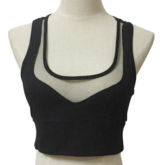 Women's V-Neck Tank Top Mesh Crop Bras Fitness Yoga Gym Top The Clothing Company Sydney