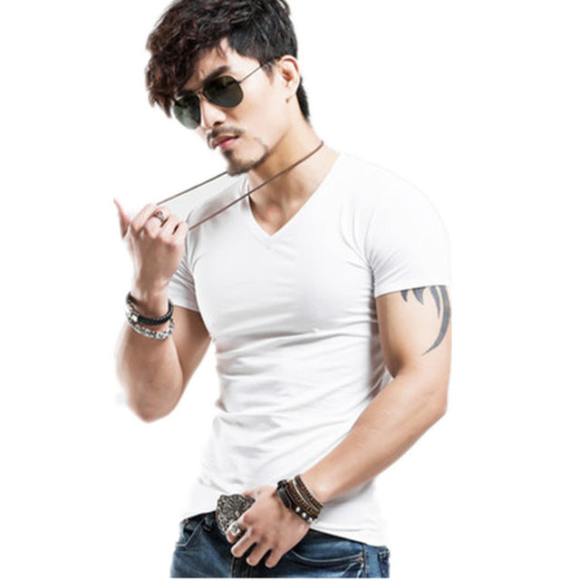 Elastic V neck Casual Mens T Shirt in 20 Colours The Clothing Company Sydney