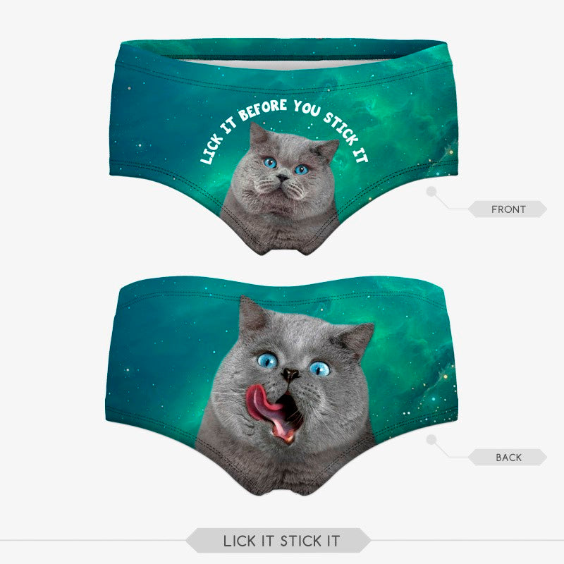 Colorful 3D printed knicker panties by The Clothing Company Sydney featuring humorous designs, made for playful lingerie wear.