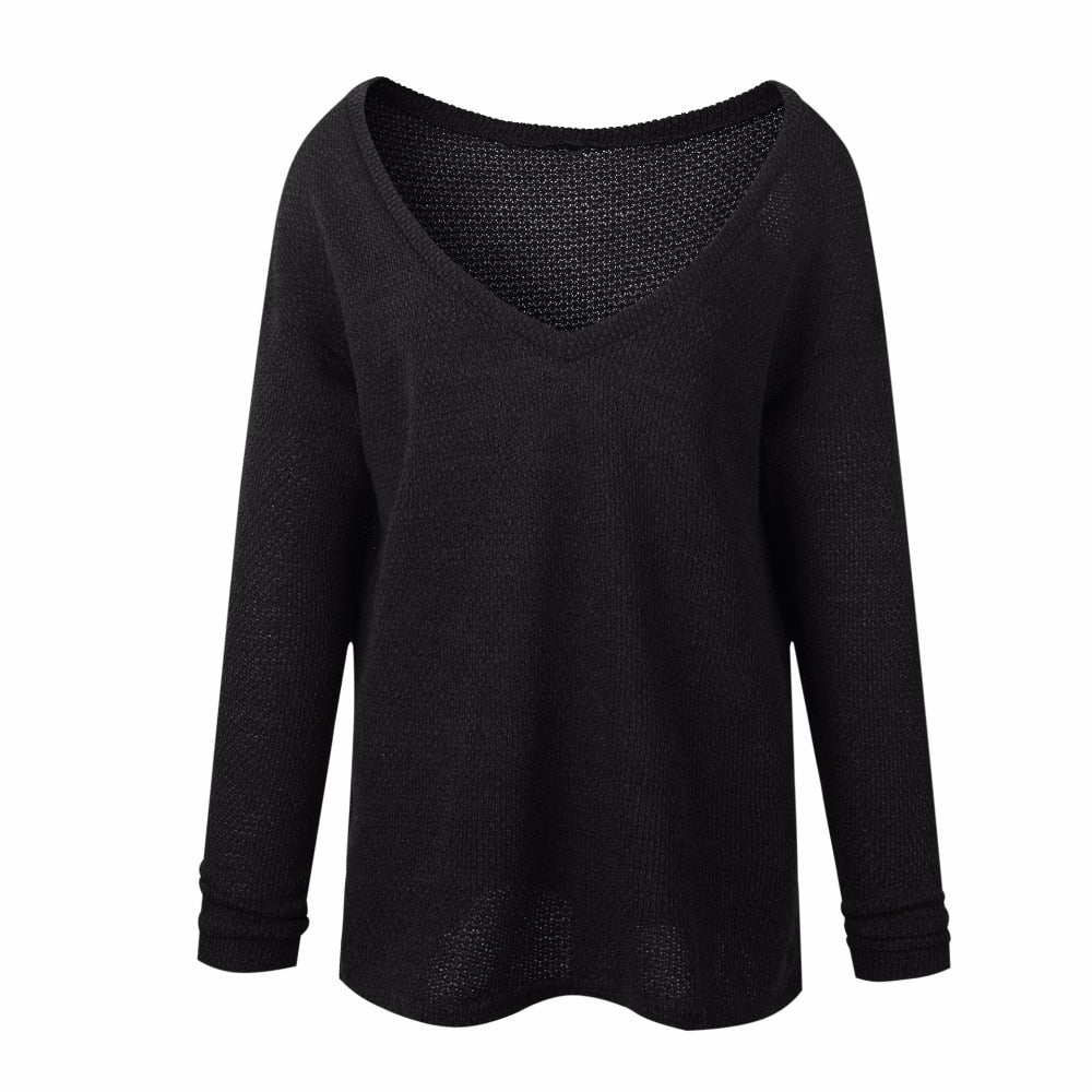 Plus size autumn winter knitting casual long sleeve loose sweater from The Clothing Company Sydney, featuring a cozy, relaxed fit.