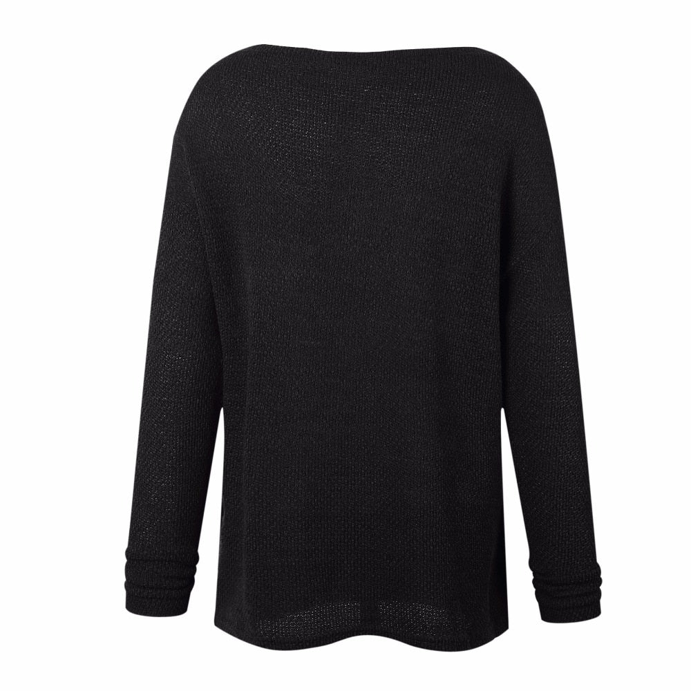 Plus size autumn winter knitting casual long sleeve loose sweater by The Clothing Company Sydney, cozy and stylish top for women.