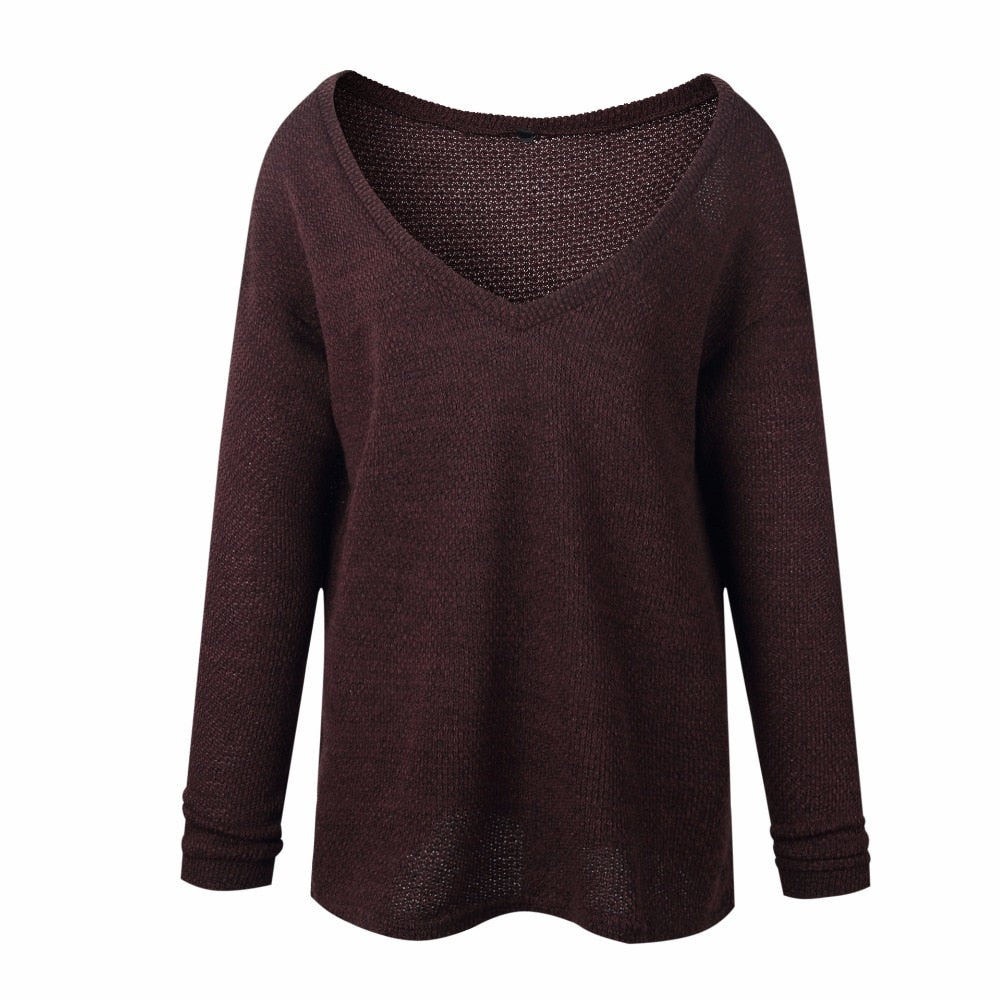 Plus size autumn winter knitting casual long sleeve loose sweater from The Clothing Company Sydney, cozy and stylish tops.