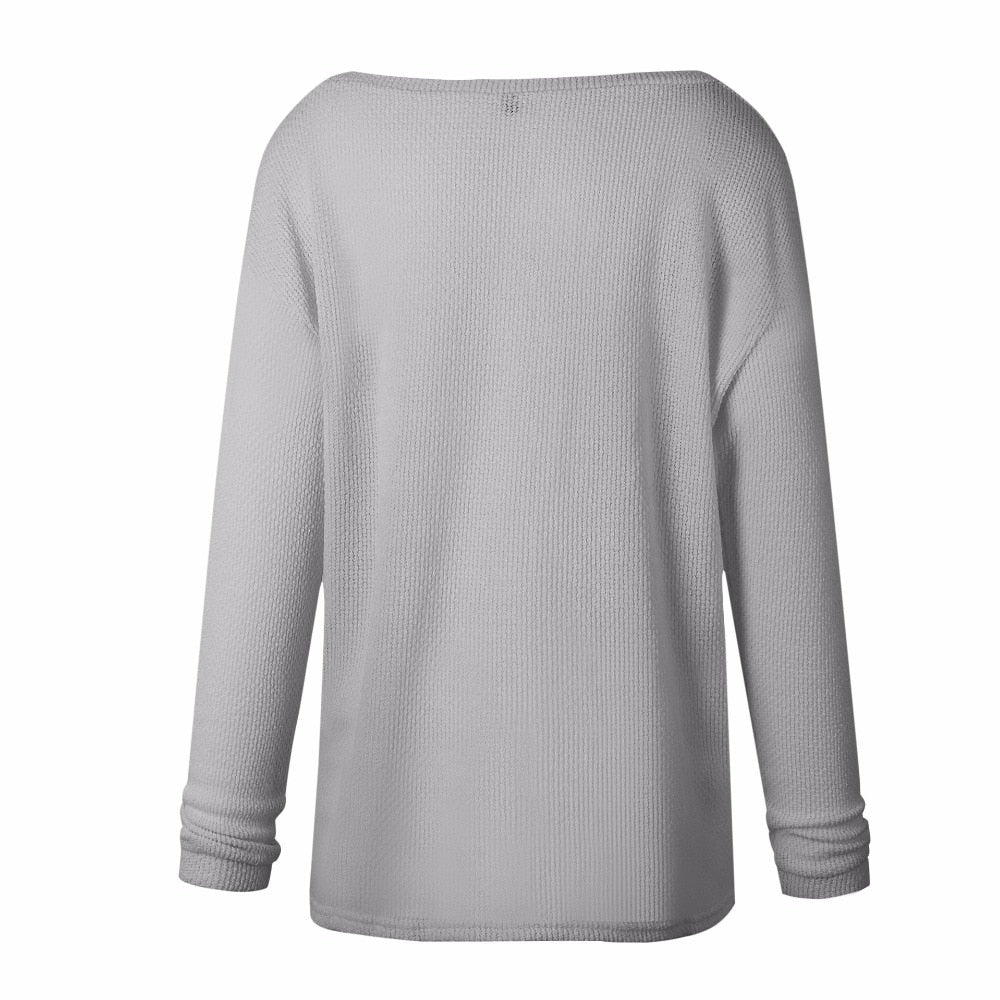 Plus size autumn winter knitting casual long sleeve loose sweater from The Clothing Company Sydney, cozy and stylish tops.