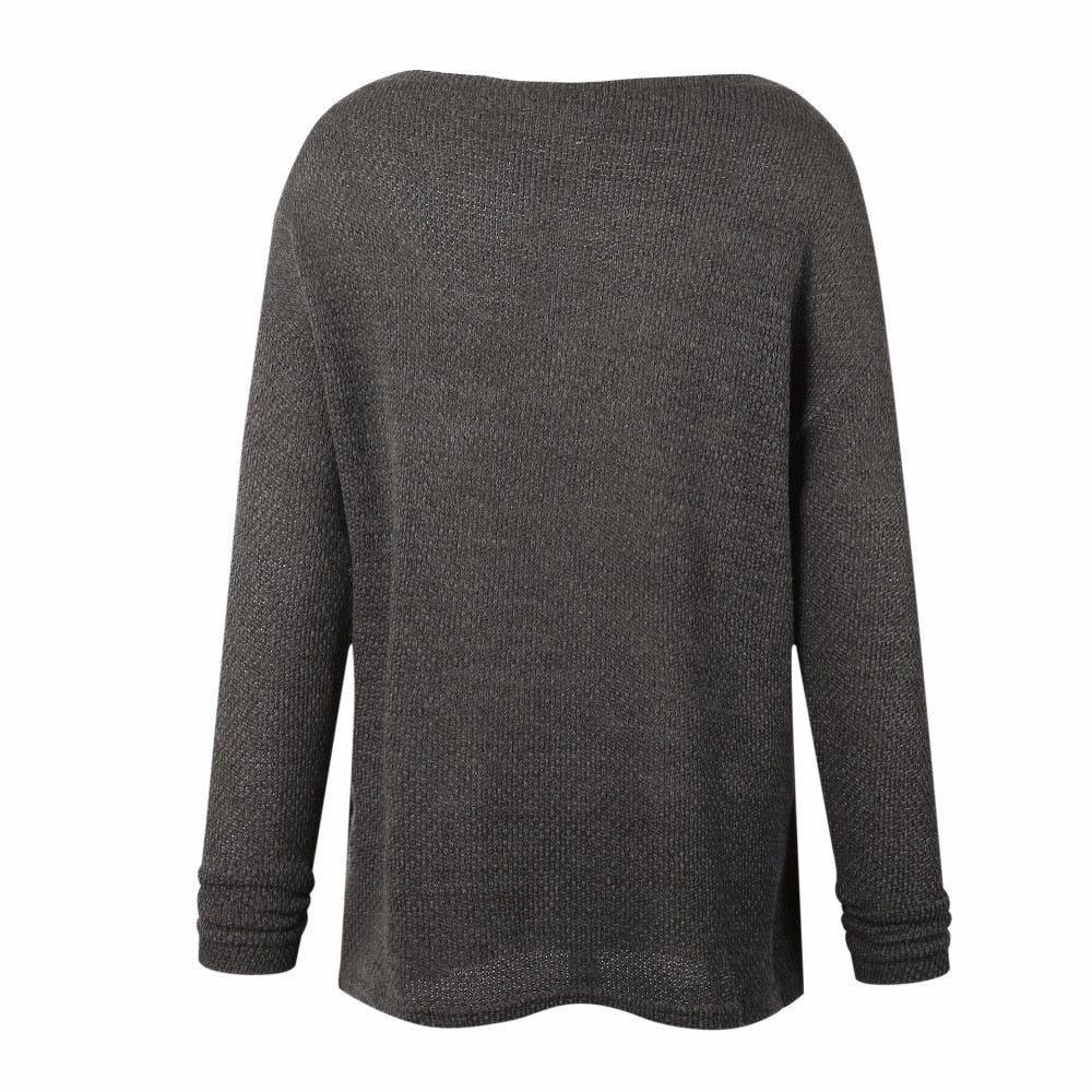 Plus size autumn winter knit sweater from The Clothing Company Sydney, casual long sleeve loose top in warm, cozy fabric.