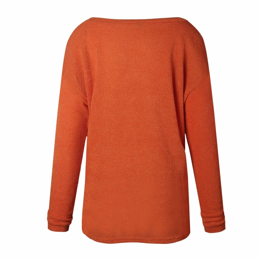 Plus size autumn winter knitting casual long sleeve loose sweater from The Clothing Company Sydney, soft and comfortable for everyday wear.