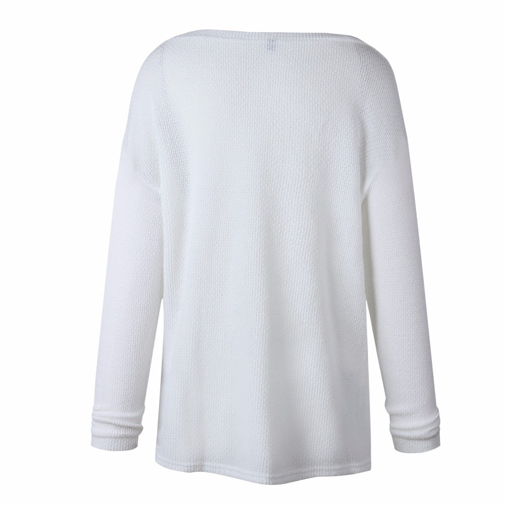 Plus size autumn winter knitting casual long sleeve loose sweater by The Clothing Company Sydney, cozy and stylish tops.