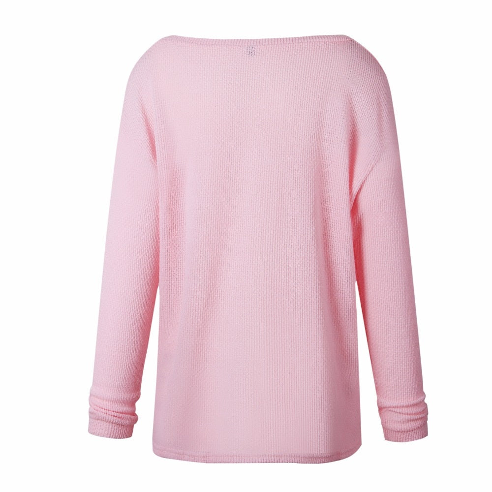 Plus size autumn winter knitting casual long sleeve loose sweater from The Clothing Company Sydney, featuring cozy, relaxed fit.