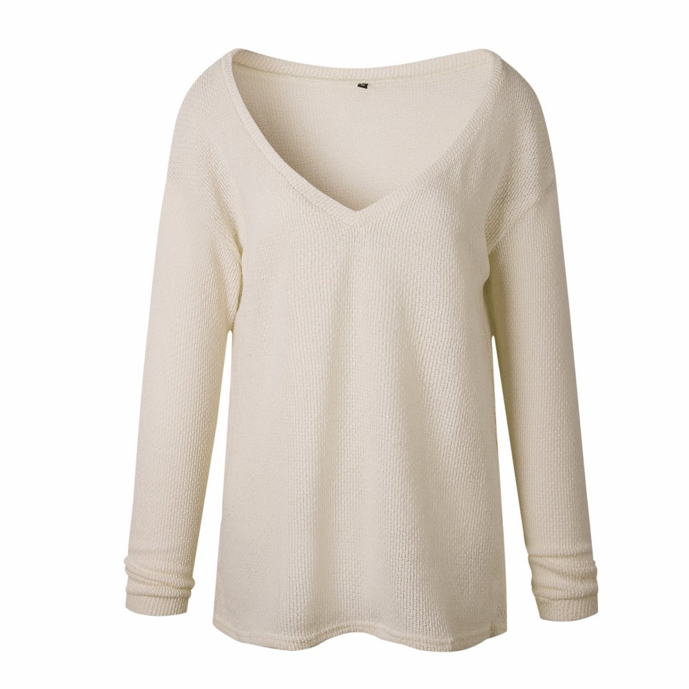 Plus size autumn winter knitting casual long sleeve loose sweater from The Clothing Company Sydney, featuring cozy knit fabric and relaxed fit.