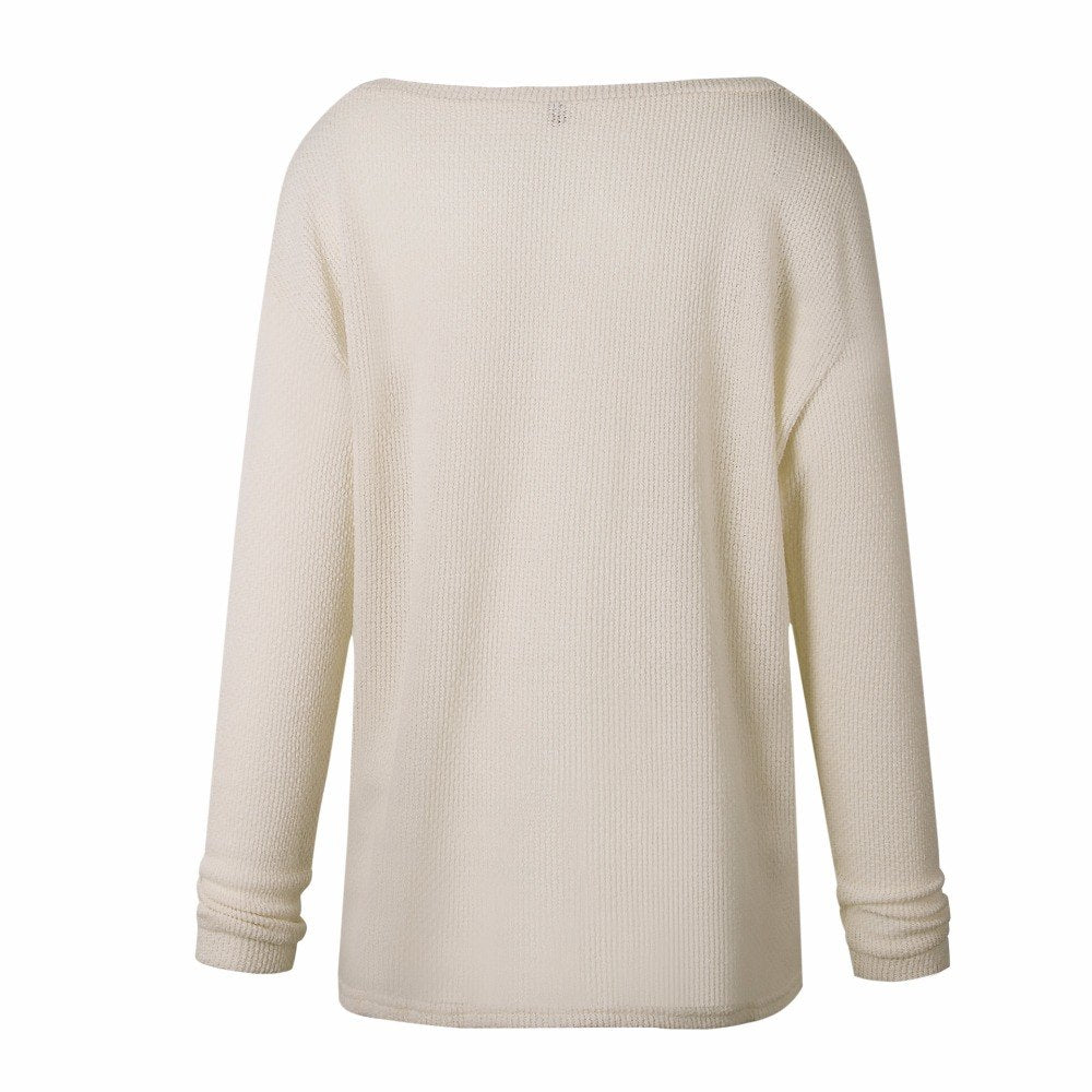 Plus size autumn winter casual long sleeve knitting sweater by The Clothing Company Sydney, featuring a loose fit and cozy design.