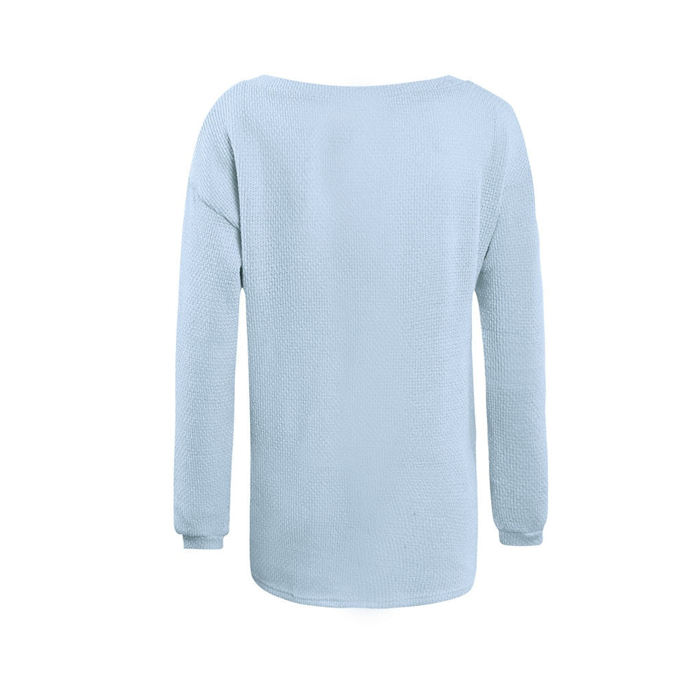 Plus size autumn winter knitting casual long sleeve loose sweater from The Clothing Company Sydney, showcasing cozy knit fabric and relaxed fit.