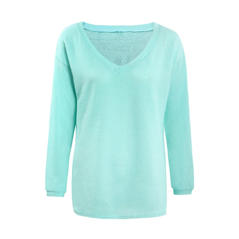 Plus size autumn winter knitting casual long sleeve loose sweater from The Clothing Company Sydney, featuring cozy knit fabric and relaxed fit.