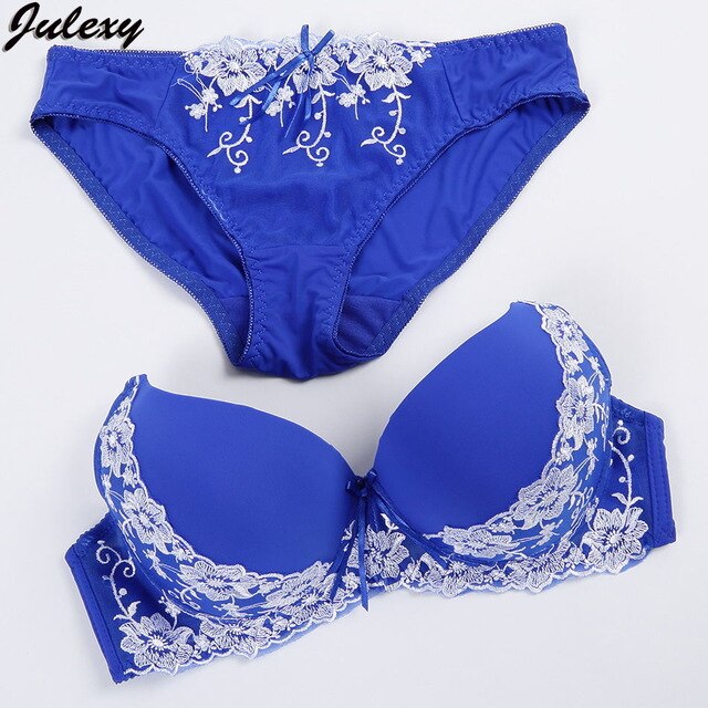 Two-piece lace embroidery bra and cotton underwear set from The Clothing Company Sydney, featuring delicate floral details.