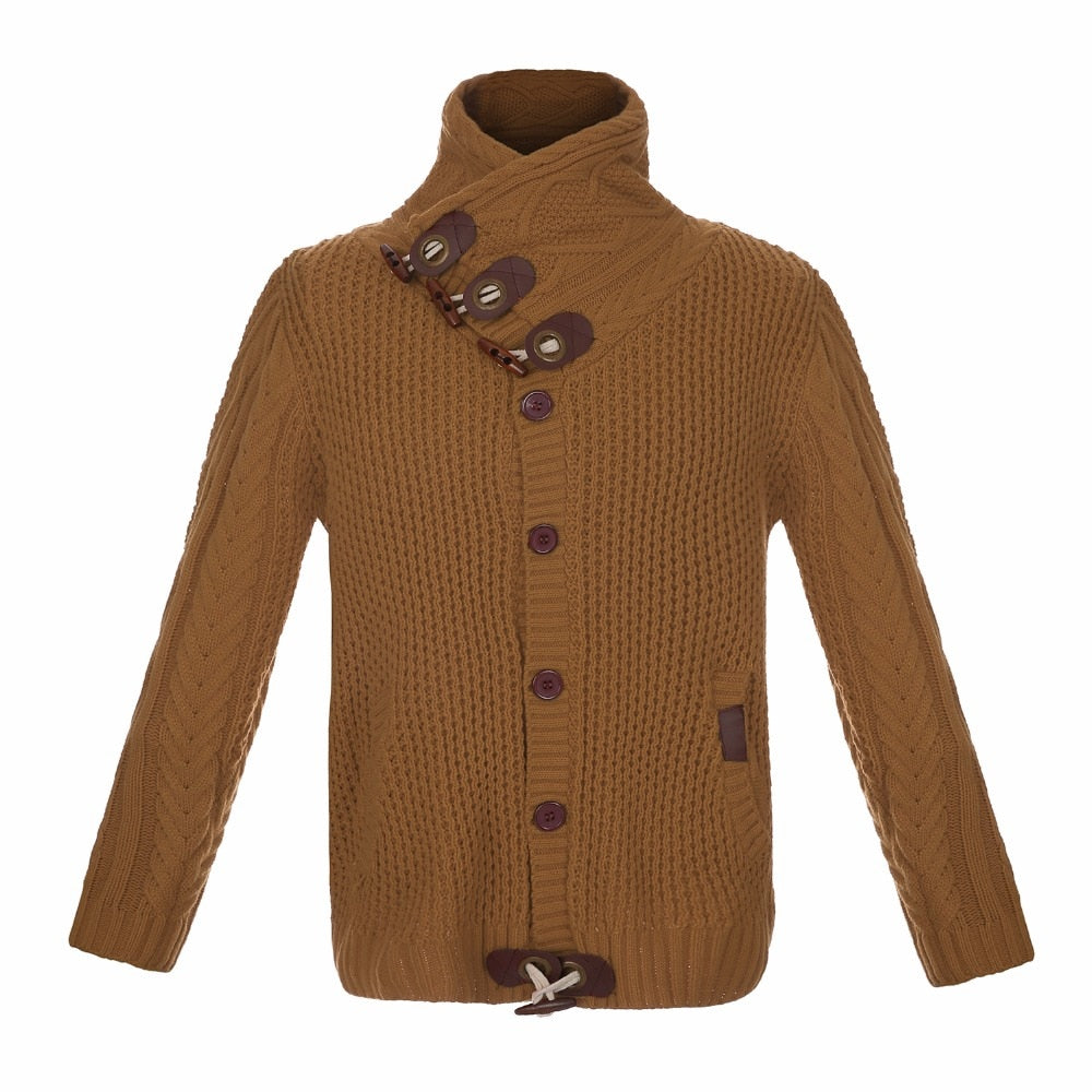 Light blue knitted button-up casual cardigan by The Clothing Company Sydney, loose fit with a relaxed, cozy style.