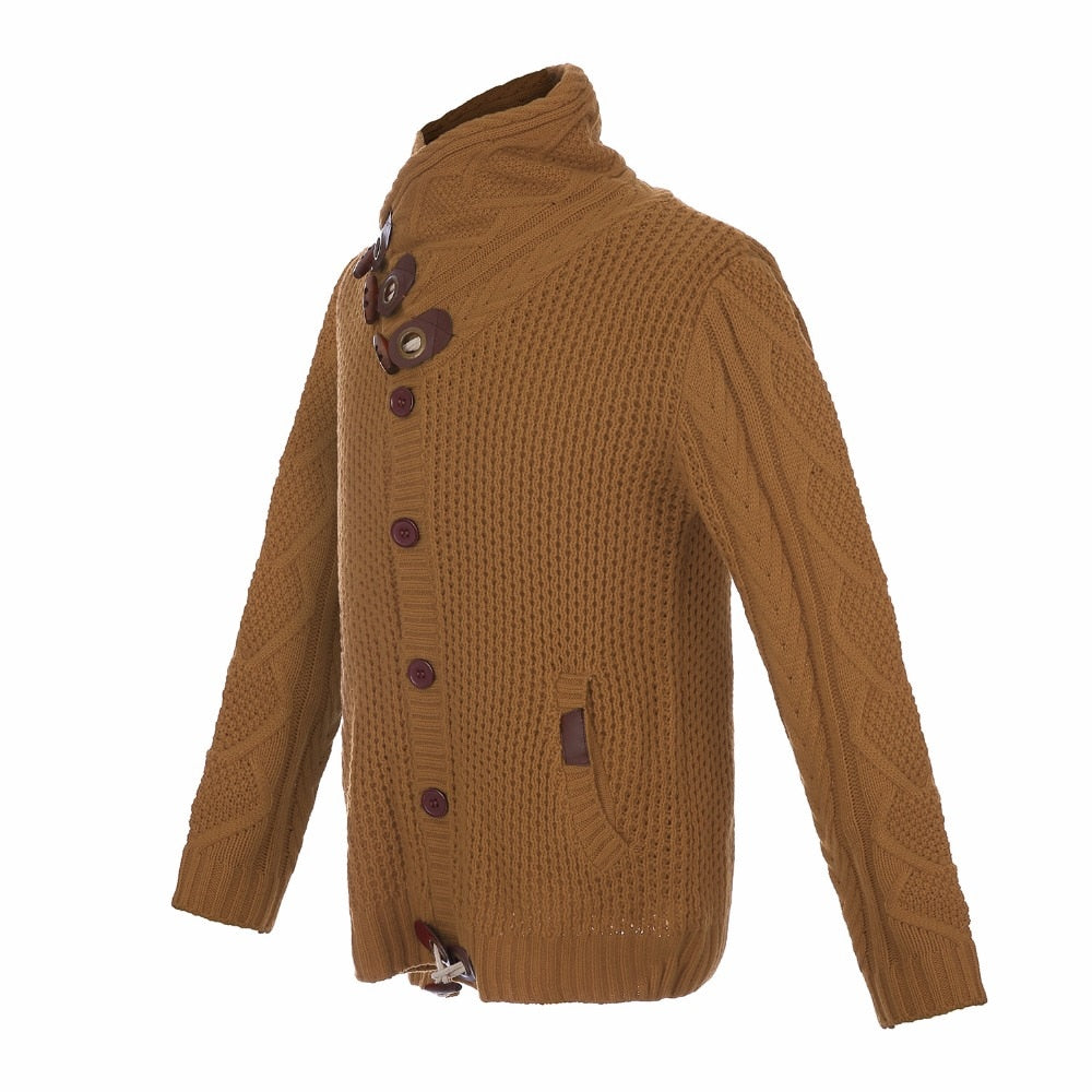 Loose fit knitted cardigan from The Clothing Company Sydney, casual button-up sweater with long sleeves and a relaxed style.