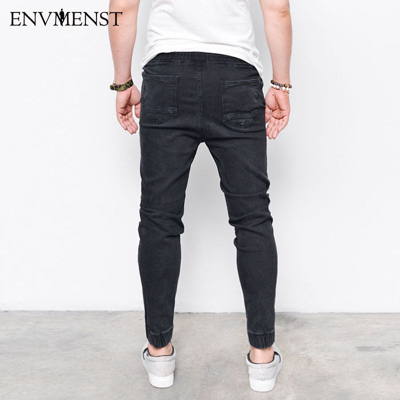 Men's Harem Jeans Washed Feet Shinny Denim Pants Hip Hop Sportswear Elastic Waist Joggers Pants The Clothing Company Sydney