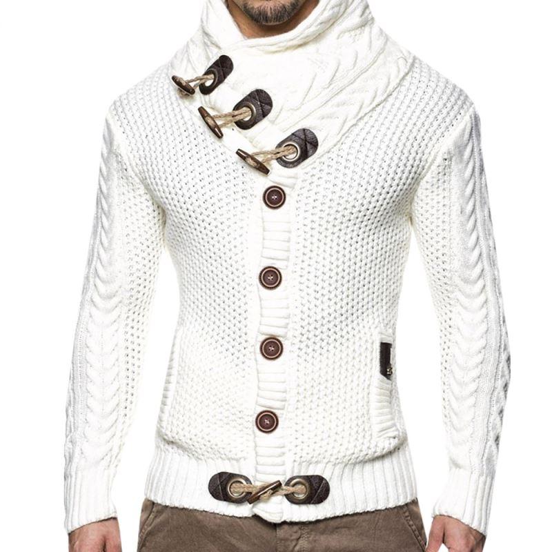 Light beige loose fit knitted cardigan from The Clothing Company Sydney, button-up casual sweater with a relaxed style.