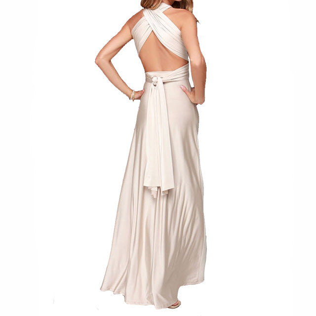 Bridesmaid formal multi-way wrap convertible maxi dress with hollow-out details from The Clothing Company Sydney.