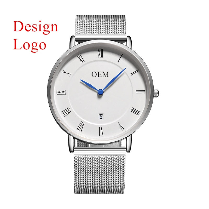 Custom watch face with personalized branding, featuring a 50-piece set of customizable watches by The Clothing Company Sydney.