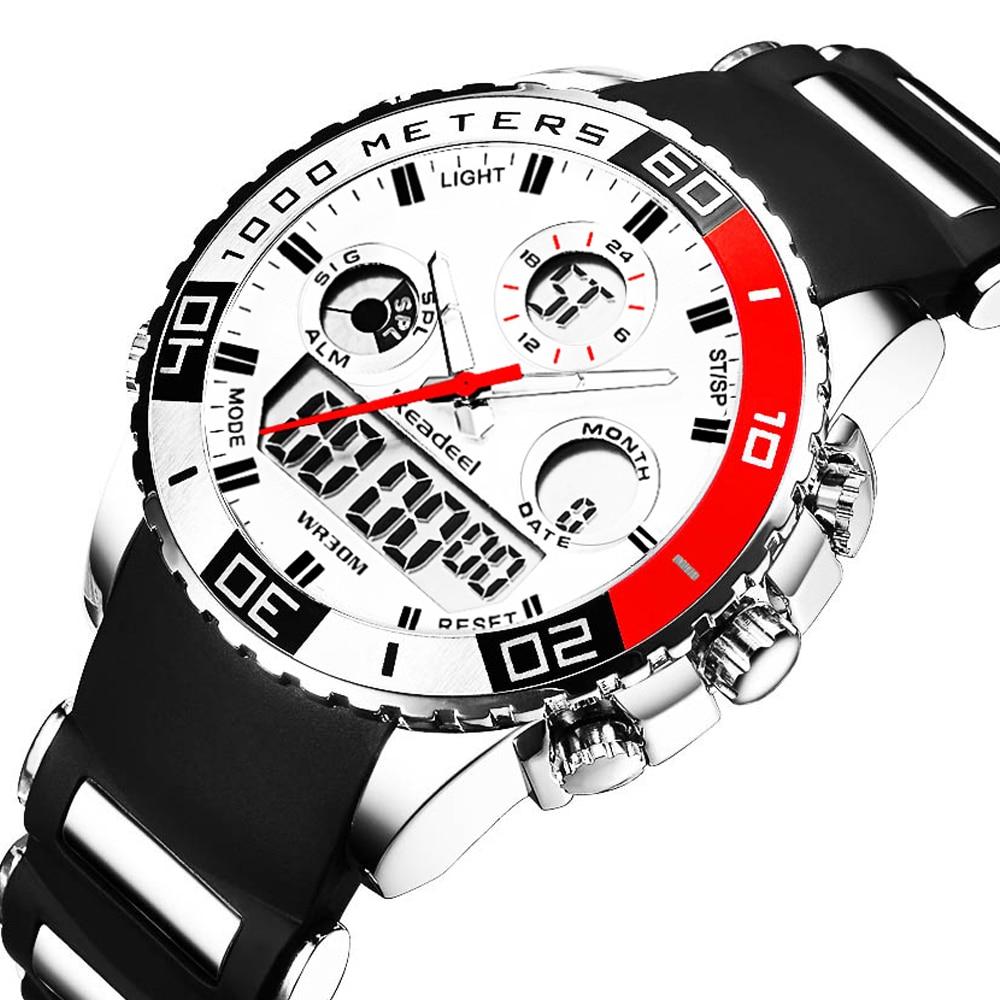 Luxury rubber LED digital men's quartz watch with military-style design and sports features from The Clothing Company Sydney.
