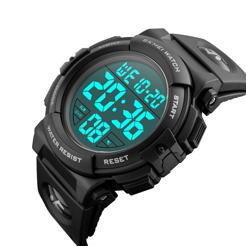 Men's luxury brand sport digital watch by The Clothing Company Sydney, 50M waterproof, with electronic display.