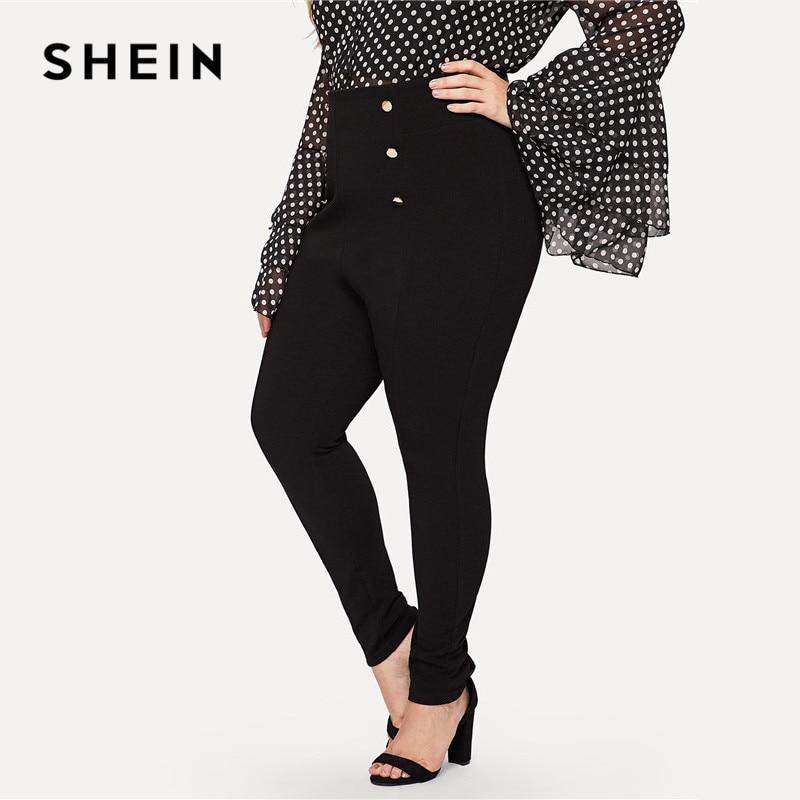 Black high waist double-breasted zipper closure pencil pants for women, plus size trousers from The Clothing Company Sydney.