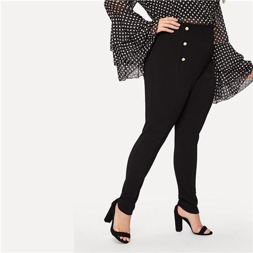 Black High Waist Double Breasted Zipper Closure Pencil Pants Women Plus Size Trousers The Clothing Company Sydney