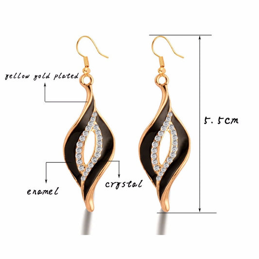 Charm White Black Enamel Gold Leaf Drop Earrings Fashion Jewelry The Clothing Company Sydney